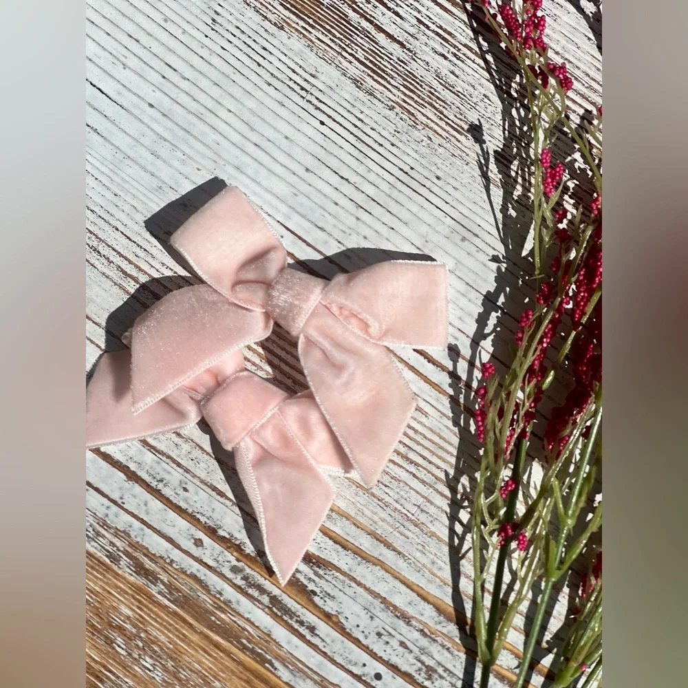 Adorable Velvet Pink Hair Bows Set for Kids